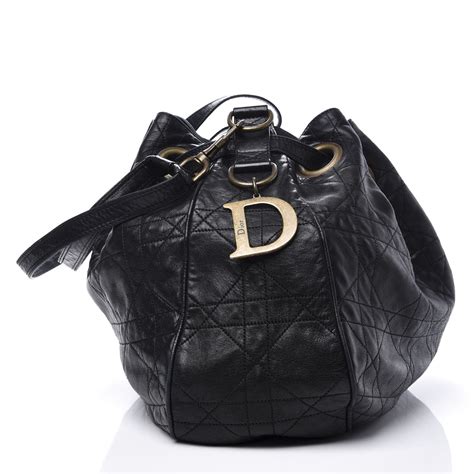 christian dior lambskin cannage quilted drawstring bag|dior black cannage bag.